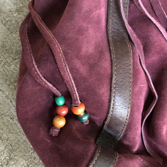 SOLD Lucky Brand Burgundy Suede Bag Extra Large Hippie - Picture 3 of 5